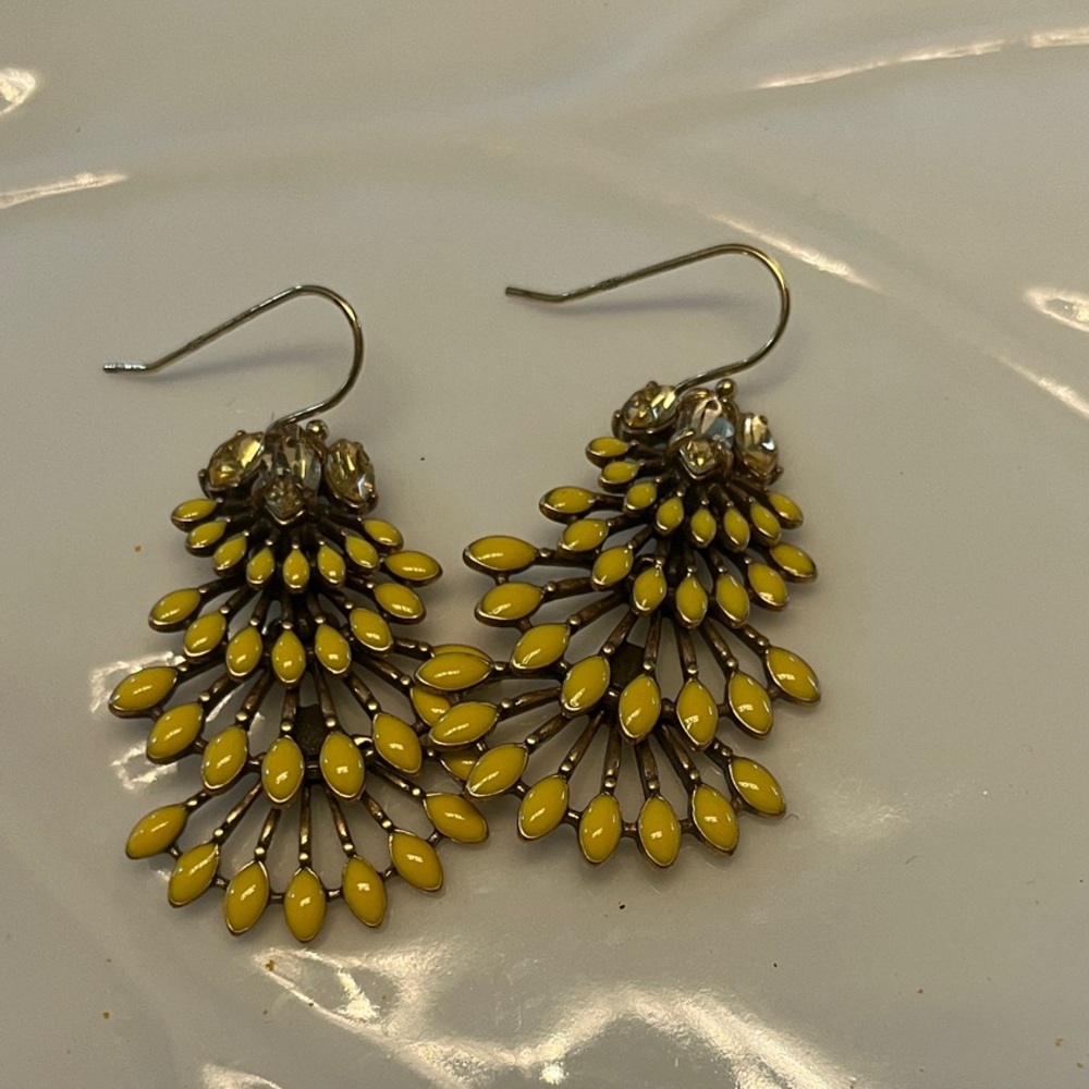 Elegant Yellow Petal Drop Earrings